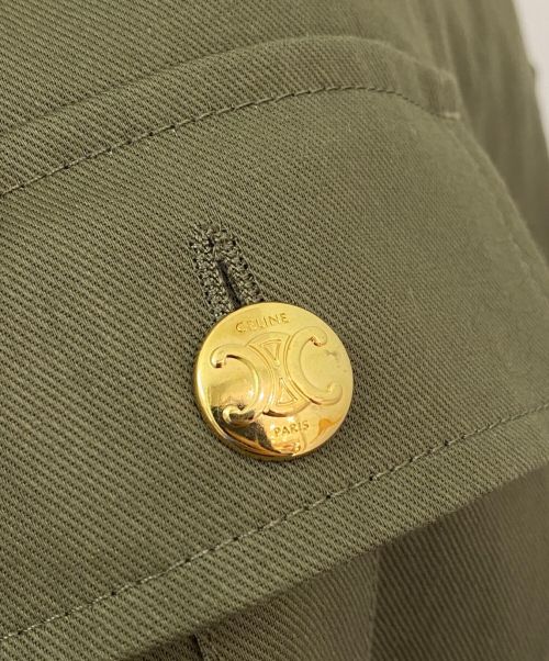 CELINE（セリーヌ）CELINE (セリーヌ) ミリタリーポケットシャツワンピース オリーブ サイズ:38の古着・服飾アイテム