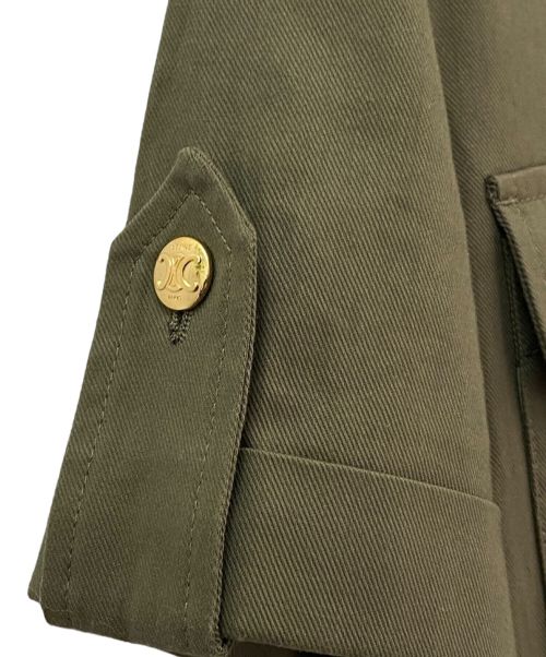 CELINE（セリーヌ）CELINE (セリーヌ) ミリタリーポケットシャツワンピース オリーブ サイズ:38の古着・服飾アイテム