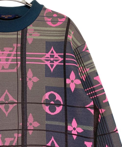 LOUIS VUITTON（ルイ ヴィトン）LOUIS VUITTON (ルイ ヴィトン) モノグラムジャガードスウェット グレー×ピンク サイズ:XSの古着・服飾アイテム