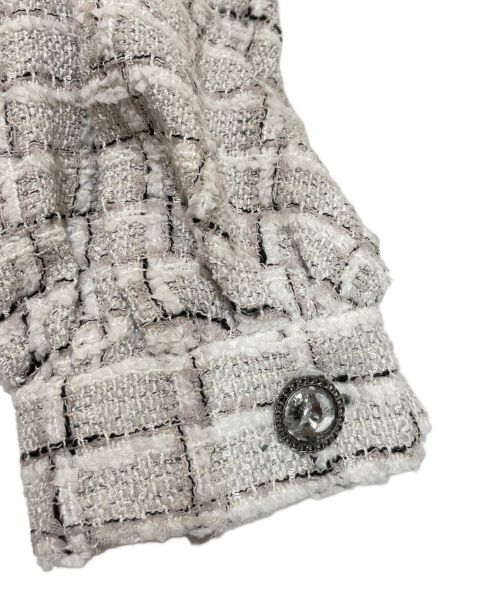 CHANEL（シャネル）CHANEL (シャネル) ショートツイードジャケット ホワイト×グレー サイズ:34の古着・服飾アイテム
