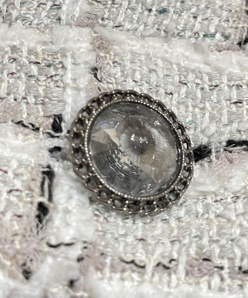 CHANEL（シャネル）CHANEL (シャネル) ショートツイードジャケット ホワイト×グレー サイズ:34の古着・服飾アイテム