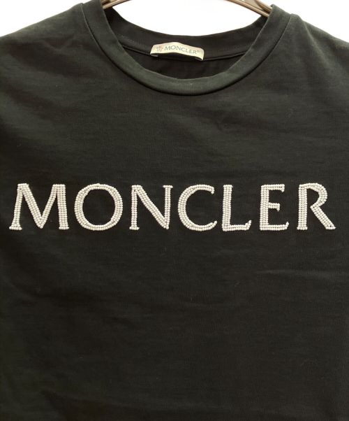 MONCLER（モンクレール）MONCLER (モンクレール) T-SHIRT GIROCOLLO ビジュー ロゴ カットソー ブラック サイズ:XSの古着・服飾アイテム
