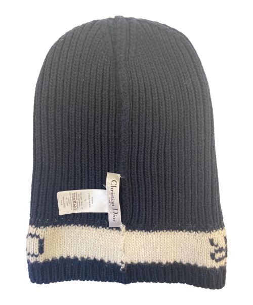 Christian Dior（クリスチャン ディオール）Christian Dior Christian Di Logo cashmere x wool knit cap knit capor （ロゴ カシミヤ×ウール ニット帽 ニットキャッップ） ネイビー サイズ:-の古着・服飾アイテム