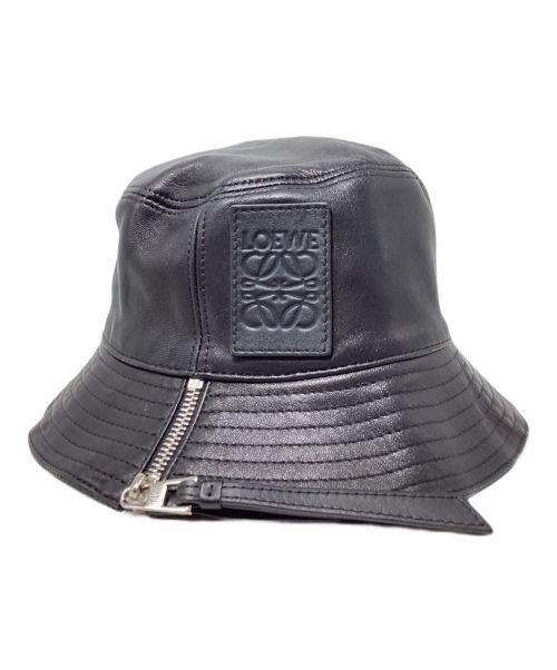 LOEWE（ロエベ）LOEWE (ロエベ) アナグラムロゴレザーバケットハット ブラック サイズ:59の古着・服飾アイテム