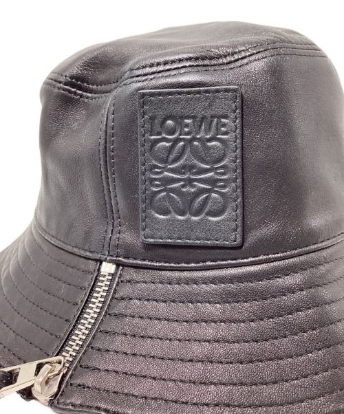 LOEWE（ロエベ）LOEWE (ロエベ) アナグラムロゴレザーバケットハット ブラック サイズ:59の古着・服飾アイテム