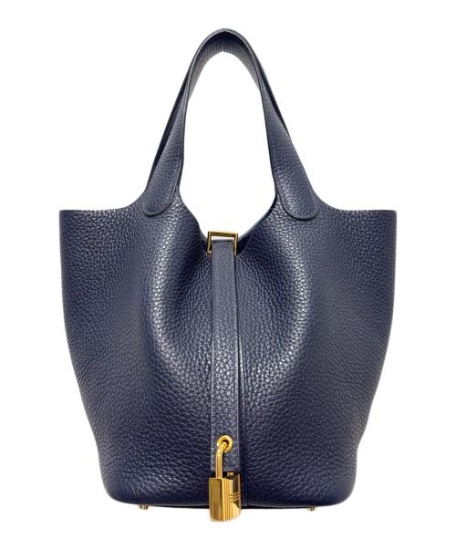 HERMES（エルメス）HERMES (エルメス) ピコタンロック PM /ブルーアンクル/トリヨンクレマンス/ゴールド金具/C刻印：2018年製 ブルーアンクル サイズ:PMの古着・服飾アイテム