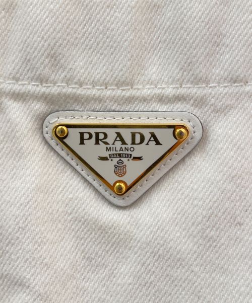 PRADA（プラダ）PRADA (プラダ) クロップドデニムジャケット ホワイト サイズ:38の古着・服飾アイテム