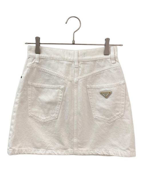 PRADA（プラダ）PRADA (プラダ) ハイライズデニムミニスカート  ホワイト サイズ:38の古着・服飾アイテム