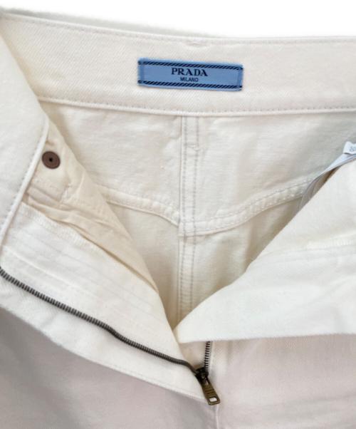 PRADA（プラダ）PRADA (プラダ) ハイライズデニムミニスカート  ホワイト サイズ:38の古着・服飾アイテム