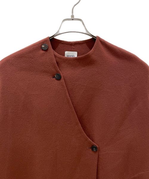 HERMES（エルメス）HERMES (エルメス) カシミヤ ボタン コート ブラウン サイズ:34の古着・服飾アイテム