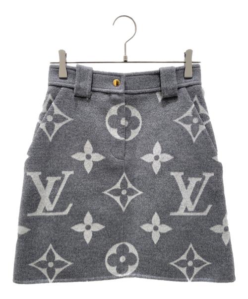 LOUIS VUITTON（ルイ ヴィトン）LOUIS VUITTON (ルイ ヴィトン) モノグラムジャイアントウールスカート グレー サイズ:34の古着・服飾アイテム
