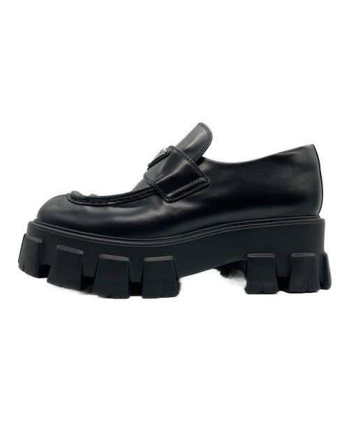 PRADA（プラダ）PRADA (プラダ) モノリスブラッシュド レザーローファー ブラック サイズ:37.5の古着・服飾アイテム