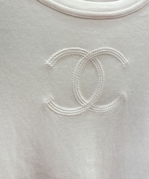 CHANEL（シャネル）CHANEL (シャネル) ココマーク エンブロダイリー レース ショートスリーブカットソー ライトピンク サイズ:34/36の古着・服飾アイテム