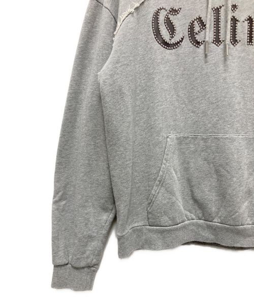 CELINE（セリーヌ）CELINE (セリーヌ) スタッズロゴ コンフォートパーカー グレー サイズ:Lの古着・服飾アイテム