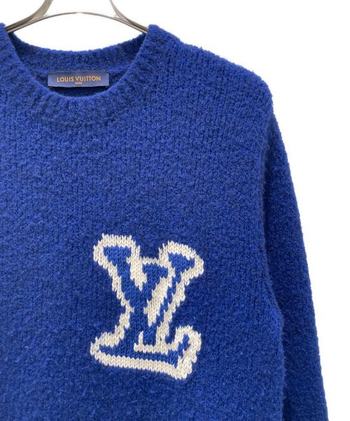 LOUIS VUITTON（ルイ ヴィトン）LOUIS VUITTON (ルイ ヴィトン) LVインタルシアクルーネックニット ブルー サイズ:Lの古着・服飾アイテム