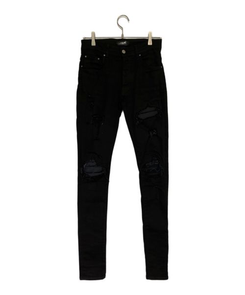 AMIRI（アミリ）AMIRI (アミリ) MX1 蛇腹ダメージ加工 ボタンフライ スキニーデニムパンツ ブラック サイズ:W29(73.5cm)の古着・服飾アイテム