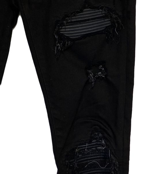AMIRI（アミリ）AMIRI (アミリ) MX1 蛇腹ダメージ加工 ボタンフライ スキニーデニムパンツ ブラック サイズ:W29(73.5cm)の古着・服飾アイテム