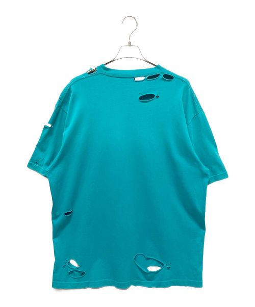 BALENCIAGA（バレンシアガ）BALENCIAGA (バレンシアガ)  デストロイ加工ロゴプリントTシャツ スカイブルー サイズ:XSの古着・服飾アイテム