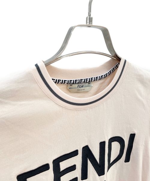 FENDI（フェンディ）FENDI (フェンディ) ロゴクルーネックTシャツ ピンク サイズ:XXSの古着・服飾アイテム