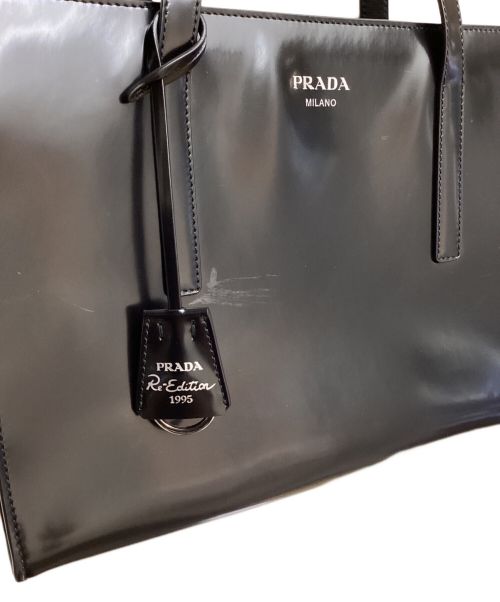 PRADA（プラダ）PRADA (プラダ) ブラッシュドレザートートバッグ ブラックの古着・服飾アイテム
