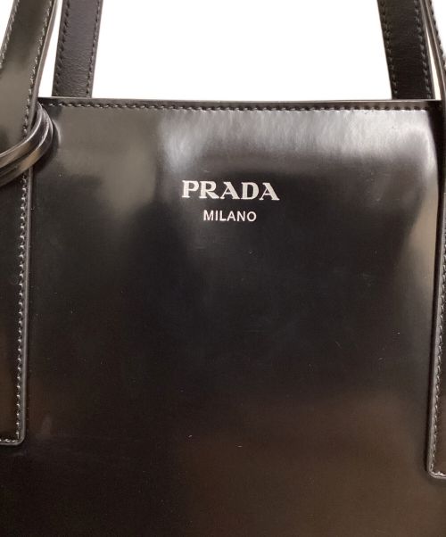 PRADA（プラダ）PRADA (プラダ) ブラッシュドレザートートバッグ ブラックの古着・服飾アイテム