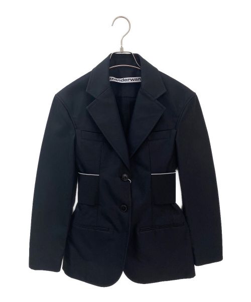 ALEXANDER WANG（アレキサンダー・ワン）ALEXANDER WANG (アレキサンダーワン) LOGO ELASTIC BLAZER ブラック サイズ:０の古着・服飾アイテム