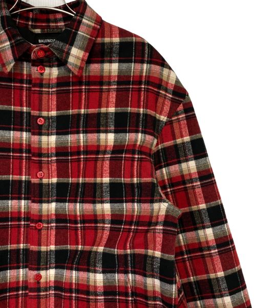BALENCIAGA（バレンシアガ）BALENCIAGA (バレンシアガ) オーバーサイズチェックキルティングブルゾン レッド×ブラック サイズ:38の古着・服飾アイテム