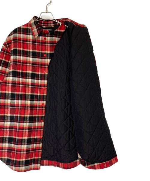 BALENCIAGA（バレンシアガ）BALENCIAGA (バレンシアガ) オーバーサイズチェックキルティングブルゾン レッド×ブラック サイズ:38の古着・服飾アイテム