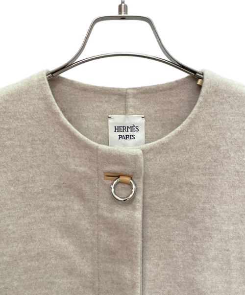 HERMES（エルメス）HERMES (エルメス) リングボタン付 カシミヤ ジャケット ベージュ サイズ:38の古着・服飾アイテム