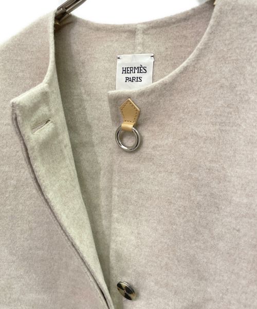 HERMES（エルメス）HERMES (エルメス) リングボタン付 カシミヤ ジャケット ベージュ サイズ:38の古着・服飾アイテム