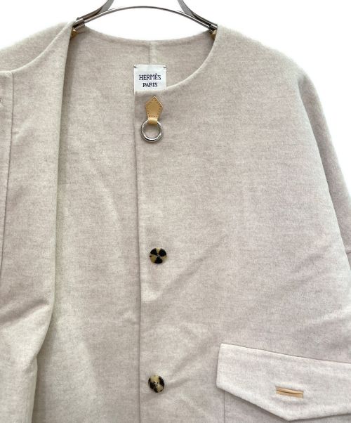 HERMES（エルメス）HERMES (エルメス) リングボタン付 カシミヤ ジャケット ベージュ サイズ:38の古着・服飾アイテム