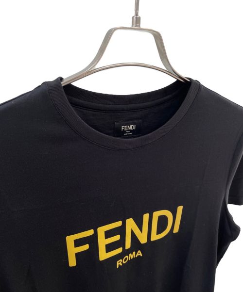 FENDI（フェンディ）FENDI (フェンディ) ロゴコットンＴシャツ ブラック サイズ:Sの古着・服飾アイテム