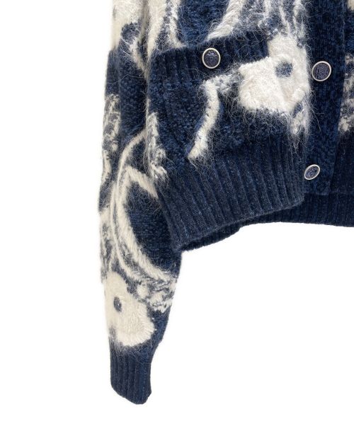 CHANEL（シャネル）CHANEL (シャネル) ライオンココマークボタンカーディガン ネイビー×ホワイト サイズ:36の古着・服飾アイテム