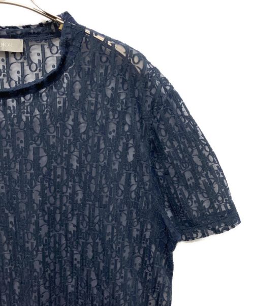 Christian Dior（クリスチャン ディオール）Christian Dior (クリスチャン ディオール) オブリークシースルーカットソー ネイビー サイズ:Sの古着・服飾アイテム
