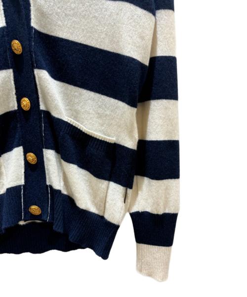 LOUIS VUITTON（ルイ ヴィトン）LOUIS VUITTON (ルイ ヴィトン) カシミヤボーダーカーディガン ベージュ×ネイビー サイズ:Mの古着・服飾アイテム