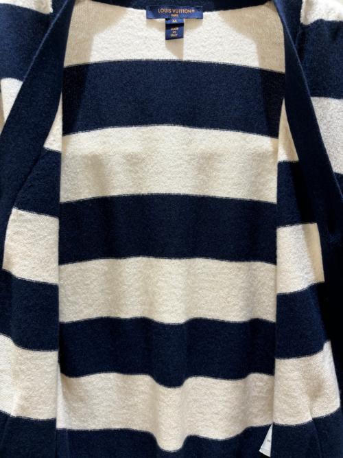 LOUIS VUITTON（ルイ ヴィトン）LOUIS VUITTON (ルイ ヴィトン) カシミヤボーダーカーディガン ベージュ×ネイビー サイズ:Mの古着・服飾アイテム