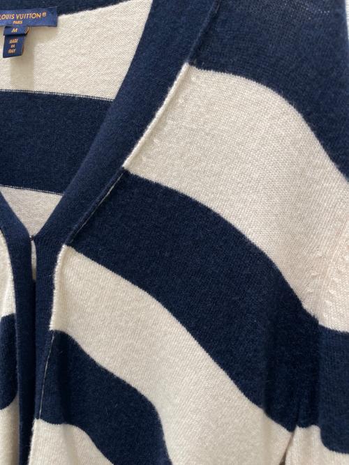 LOUIS VUITTON（ルイ ヴィトン）LOUIS VUITTON (ルイ ヴィトン) カシミヤボーダーカーディガン ベージュ×ネイビー サイズ:Mの古着・服飾アイテム
