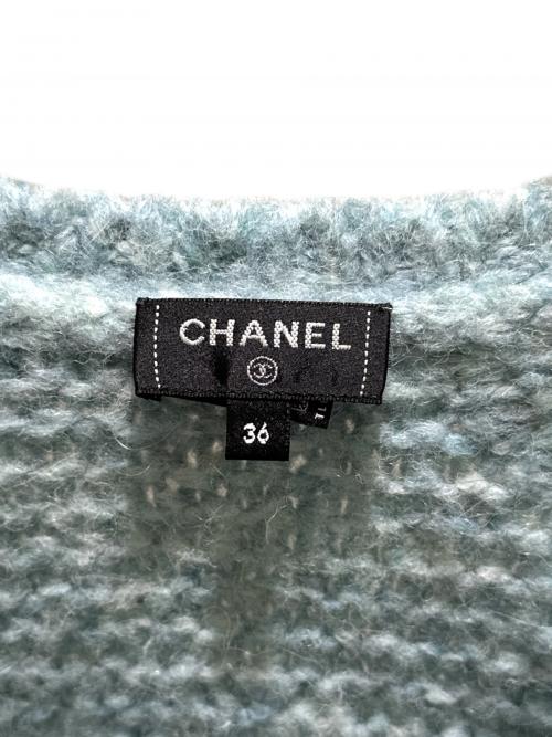 CHANEL（シャネル）CHANEL (シャネル) アルパカ混ラップカーディガン スカイブルー サイズ:36の古着・服飾アイテム