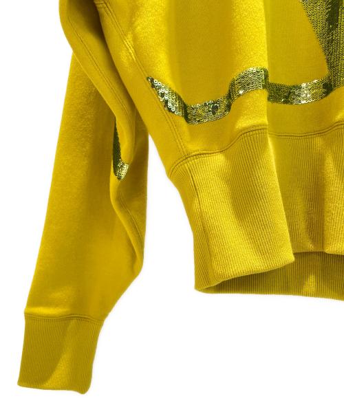 VALENTINO（ヴァレンティノ）VALENTINO (ヴァレンティノ) Vロゴ スパンコール クロップド パーカー マスタード サイズ:Sの古着・服飾アイテム