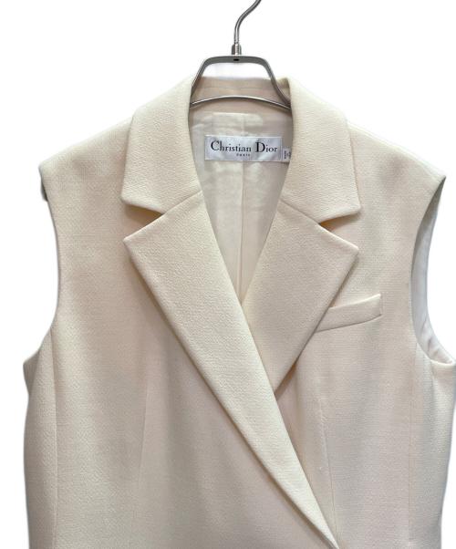 Christian Dior（クリスチャン ディオール）Christian Dior (クリスチャン ディオール) ブレストノースリーブコート アイボリー サイズ:40の古着・服飾アイテム