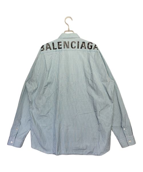 BALENCIAGA（バレンシアガ）BALENCIAGA (バレンシアガ) バックロゴストライプシャツ スカイブルー サイズ:41の古着・服飾アイテム