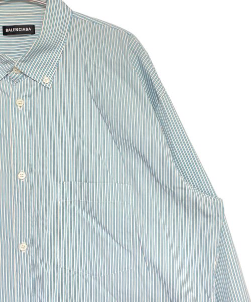 BALENCIAGA（バレンシアガ）BALENCIAGA (バレンシアガ) バックロゴストライプシャツ スカイブルー サイズ:41の古着・服飾アイテム