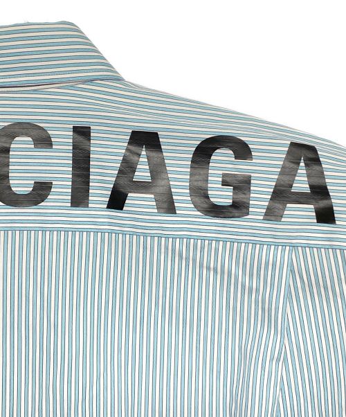 BALENCIAGA（バレンシアガ）BALENCIAGA (バレンシアガ) バックロゴストライプシャツ スカイブルー サイズ:41の古着・服飾アイテム