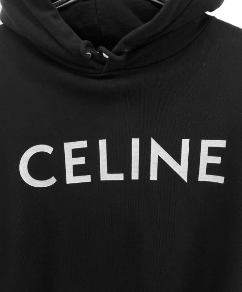 CELINE（セリーヌ）CELINE (セリーヌ) ルーズ フーディー コットンフリース ブラック サイズ:Sの古着・服飾アイテム