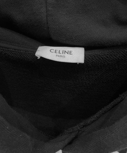 CELINE（セリーヌ）CELINE (セリーヌ) ルーズ フーディー コットンフリース ブラック サイズ:Sの古着・服飾アイテム