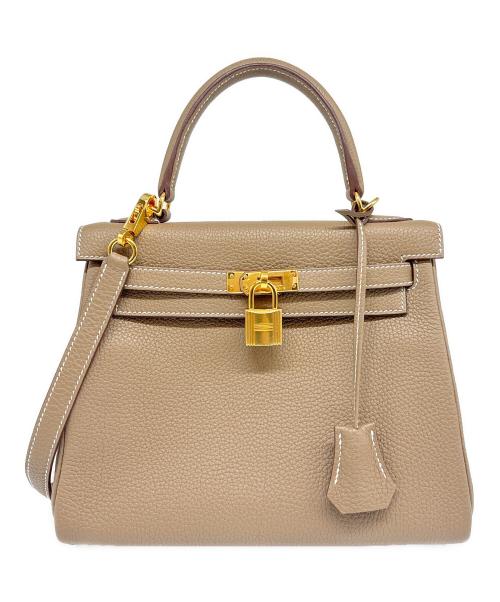 HERMES（エルメス）HERMES (エルメス) ケリー 25/内縫い/ゴールド金具/トゴ/エトゥープ/U刻印：2022年製 エトゥープ サイズ:25の古着・服飾アイテム