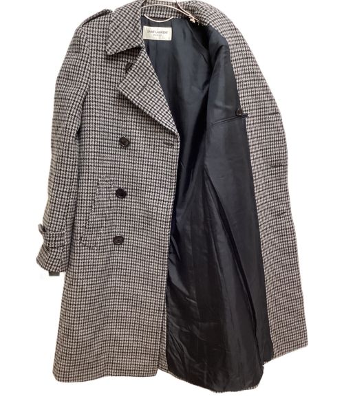 Saint Laurent Paris（サンローランパリ）Saint Laurent Paris (サンローランパリ) 14AW ハウンドトゥースダブルブレストウールコート グレー サイズ:44の古着・服飾アイテム