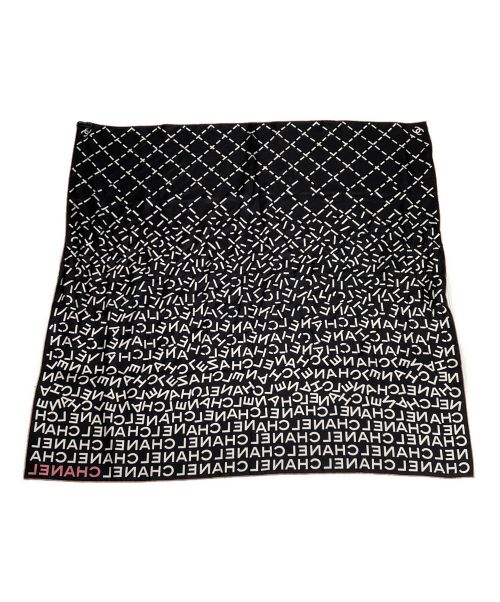 CHANEL（シャネル）CHANEL (シャネル) シルク ロゴ スカーフ ブラック×ホワイトの古着・服飾アイテム