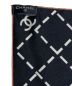 中古・古着 CHANEL (シャネル) シルク ロゴ スカーフ ブラック×ホワイト：35000円
