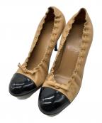 CHANELシャネル）の古着「バイカラーパンプス」｜ブラック×ベージュ